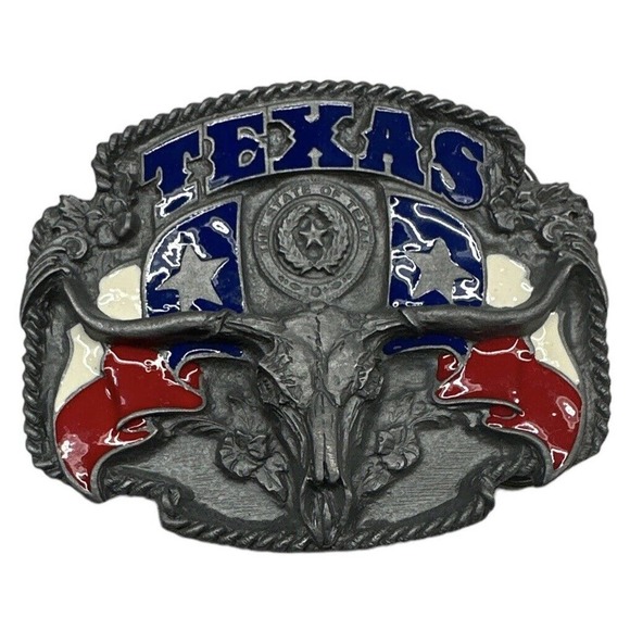 Vintage Texas The Lone Star State USA Texan Western Cowboy Pewter Belt Buckle - Picture 2 of 8